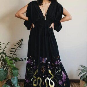 Coramoon Long Black Snake Dress